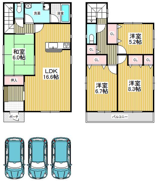 Floor plan. 28,900,000 yen, 4LDK, Land area 150.01 sq m , Building area 103.27 sq m all room storage space equipped!