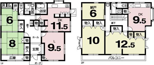 Floor plan. 48,900,000 yen, 2LDDKK + 2S (storeroom), Land area 171.85 sq m , It is a building area of ​​181.27 sq m spacious two-family house. 