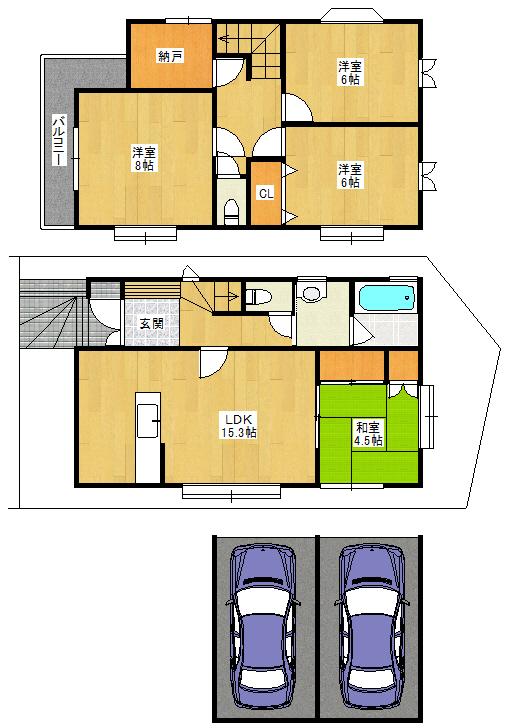 Floor plan. 29,800,000 yen, 4LDK, Land area 72.39 sq m , Building area 110.04 sq m