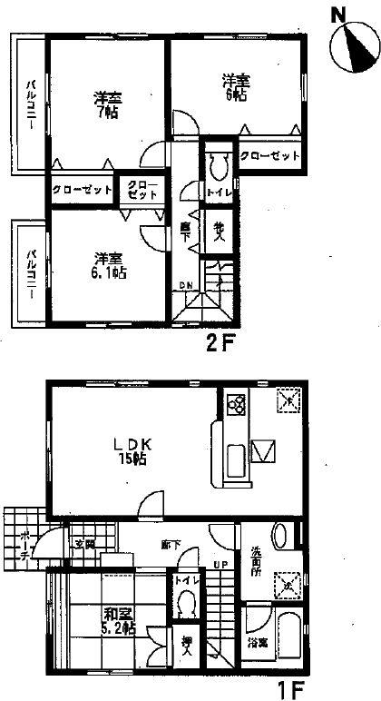 Floor plan. 23.8 million yen, 4LDK, Land area 108.15 sq m , Building area 95.37 sq m