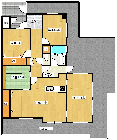 Floor plan. 4LDK, Price 49,500,000 yen, Occupied area 98.11 sq m , Balcony area 70.85 sq m
