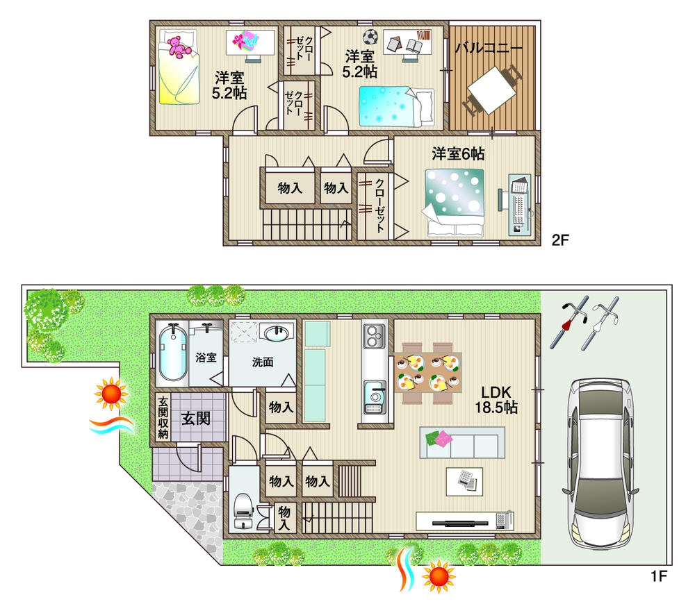 Building plan example (floor plan). Building plan example (No. 6 locations) Building Price 16,960,000 yen, Building area 89.01 sq m