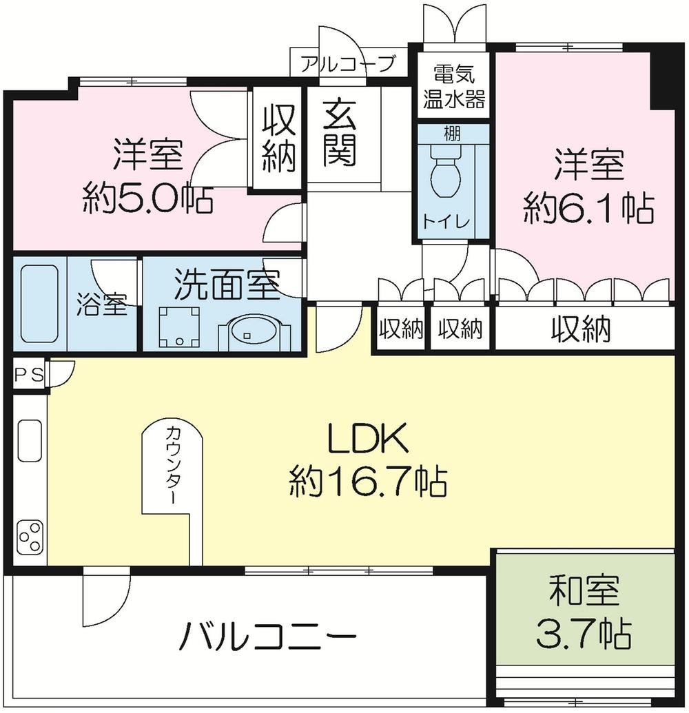 Floor plan. 3LDK, Price 29,800,000 yen, Occupied area 70.26 sq m , Balcony area 13.21 sq m