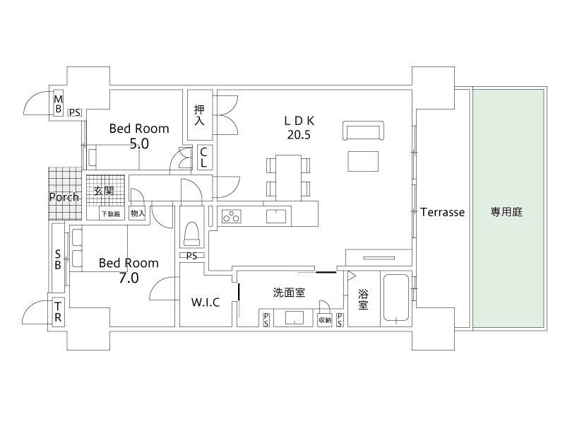 Floor plan. 2LDK, Price 18,800,000 yen, Footprint 72.2 sq m area occupied 72.20 square meters / 2LDK