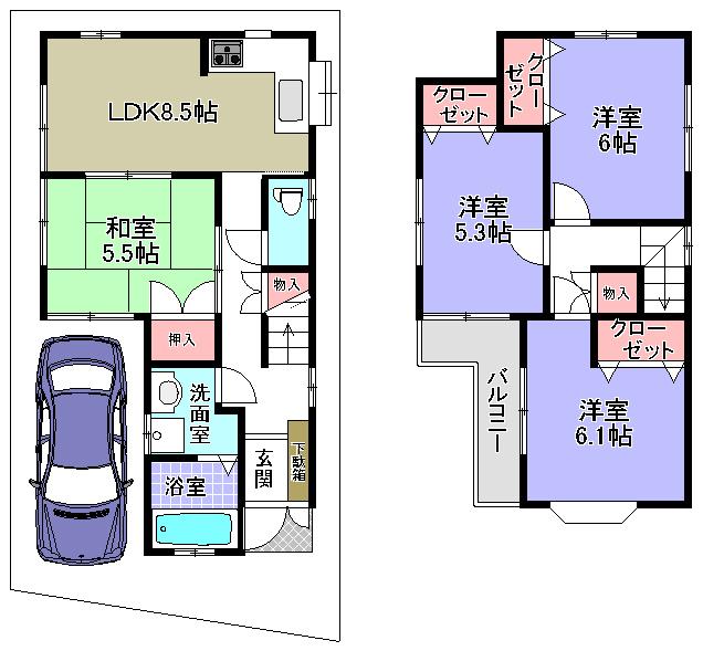 Floor plan. 24,800,000 yen, 4LDK, Land area 70 sq m , Building area 80.17 sq m