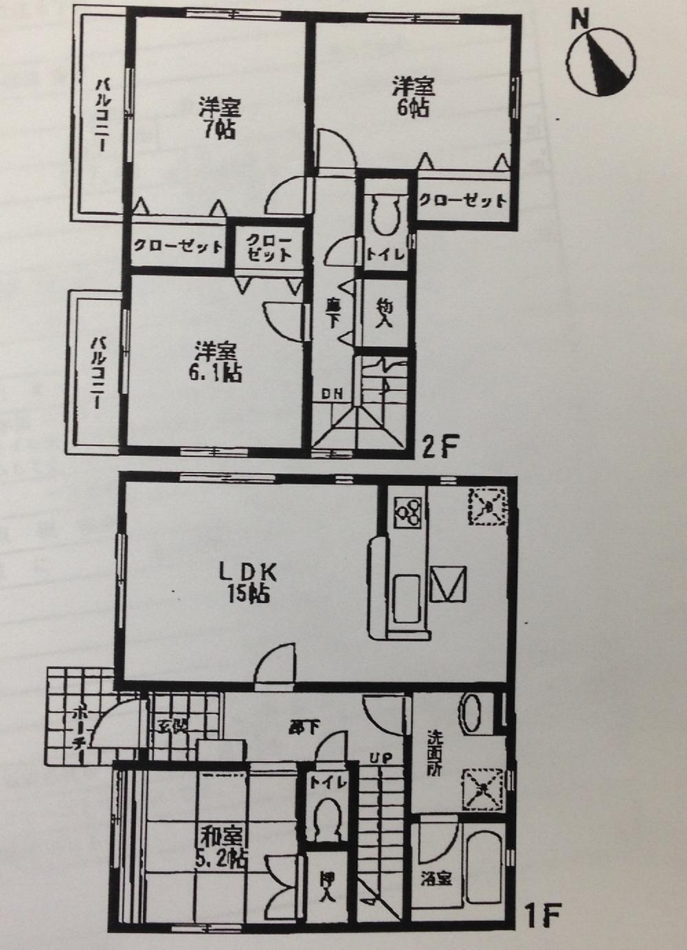 Floor plan. 21,800,000 yen, 4LDK, Land area 108.15 sq m , Spacious space of building area 95.37 sq m 100 sq m or more of 4LDK