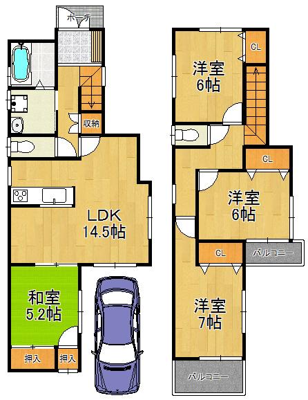 Floor plan. 28.8 million yen, 4LDK, Land area 103.37 sq m , Comfortable life in the building area 95.17 sq m in town