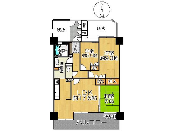 Floor plan. 3LDK, Price 22,900,000 yen, Occupied area 83.55 sq m , Balcony area 15.64 sq m
