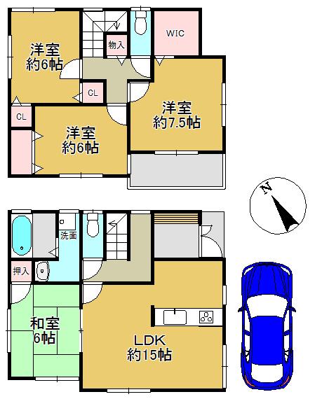 Floor plan. 30,600,000 yen, 4LDK, Land area 90.83 sq m , Building area 94.77 sq m sun per ・ Residence of ventilation good corner lot