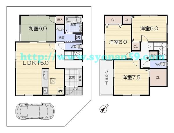 Floor plan. 30,600,000 yen, 4LDK, Land area 90.83 sq m , Building area 94.77 sq m floor plan