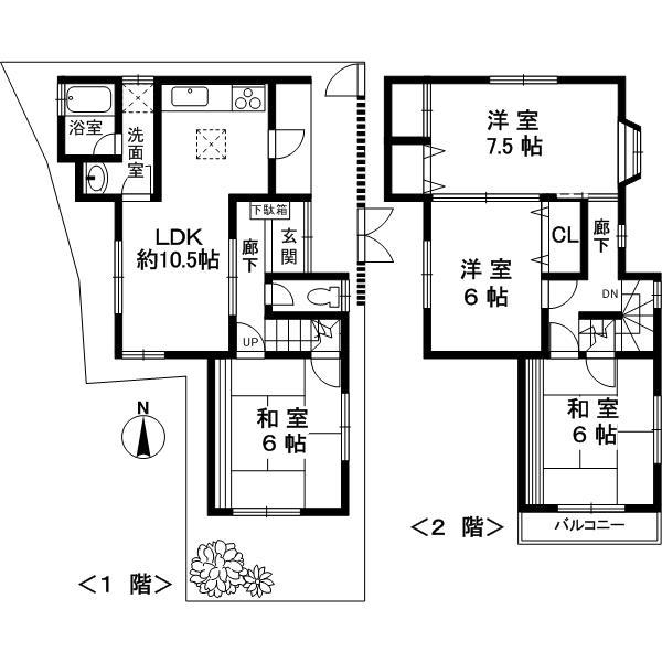 Floor plan. 14.9 million yen, 4LDK, Land area 75.15 sq m , Building area 83.43 sq m