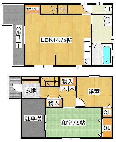 Floor plan. 29.5 million yen, 2LDK, Land area 87.93 sq m , Building area 67.5 sq m