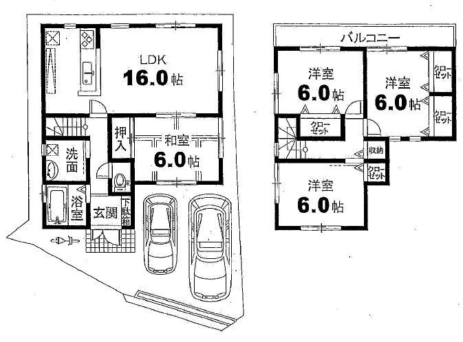 Floor plan. 31,980,000 yen, 4LDK, Land area 100 sq m , Building area 92.34 sq m