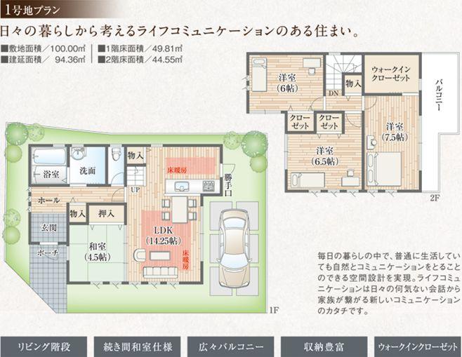 Building plan example (floor plan). Building plan example (No. 1 place) Building Price      17,124,000 yen, Building area 94.36 sq m