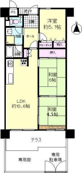 Floor plan. 3LDK, Price 13.8 million yen, Footprint 67.3 sq m
