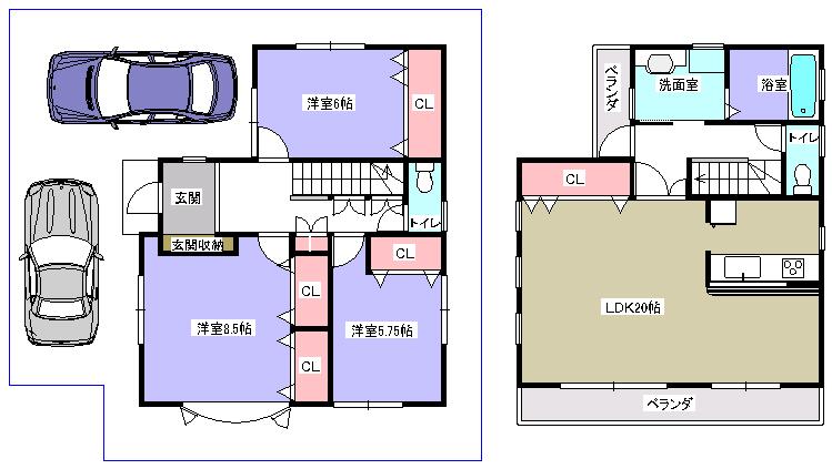 Floor plan. 34,800,000 yen, 3LDK, Land area 100.01 sq m , Building area 104.49 sq m