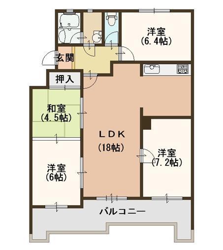 Floor plan. 4LDK, Price 16.8 million yen, Footprint 90.6 sq m , Balcony area 16.6 sq m