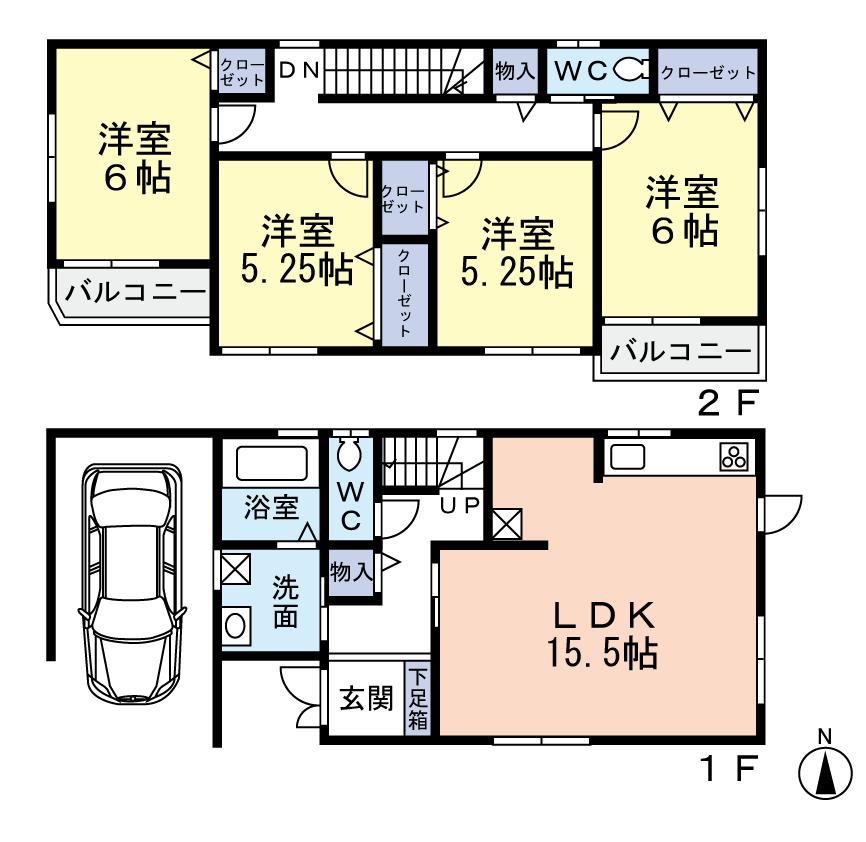 Floor plan. (No. 1 point), Price 31,800,000 yen, 4LDK, Land area 85.95 sq m , Building area 107.59 sq m