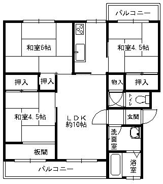 Floor plan. 3LDK, Price 3.4 million yen, Occupied area 60.08 sq m , Balcony area 7.51 sq m