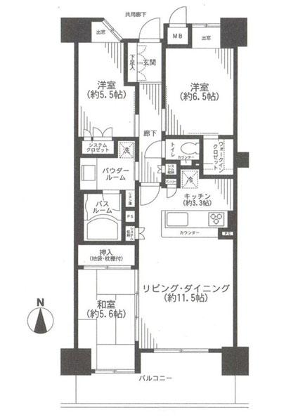 Floor plan. 3LDK, Price 36,800,000 yen, Occupied area 73.87 sq m , Balcony area 10.18 sq m