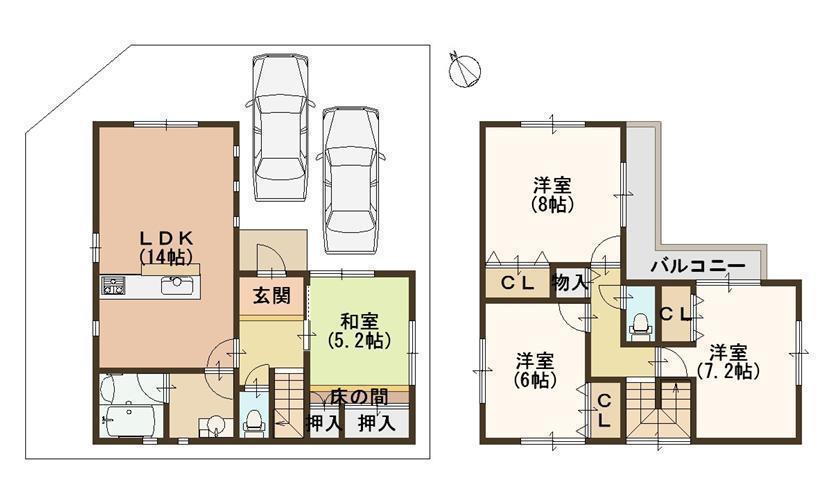 Floor plan. (No. 1 point), Price 24,800,000 yen, 4LDK, Land area 116.36 sq m , Building area 94.36 sq m