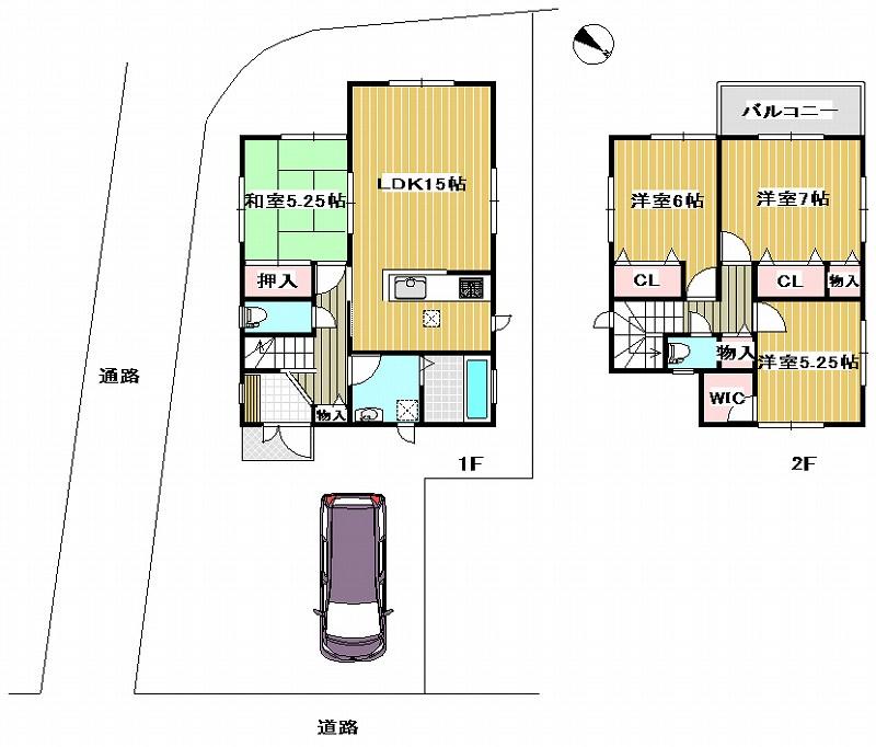 Floor plan. 35,800,000 yen, 4LDK, Land area 126.2 sq m , Building area 94.6 sq m high-roof car parking OK WIC is the storage capacity, such as plenty of