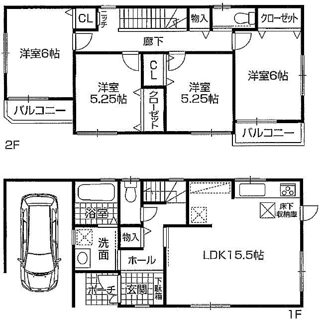 Floor plan. 31,800,000 yen, 4LDK, Land area 85.95 sq m , Building area 107.59 sq m