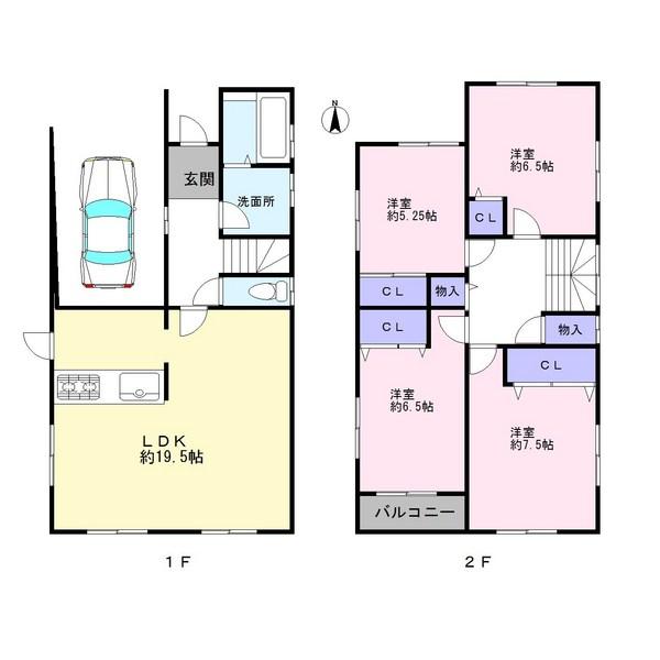 Floor plan. 43,800,000 yen, 4LDK, Land area 93.66 sq m , Building area 106.21 sq m