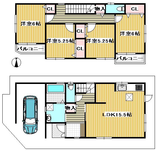 Floor plan. 31,800,000 yen, 4LDK, Land area 85.95 sq m , Building area 107.59 sq m 1 issue areas Floor plan