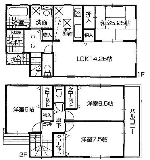 Floor plan. 32,800,000 yen, 4LDK, Land area 85 sq m , Building area 95.58 sq m