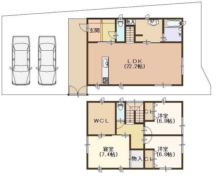 Building plan example (floor plan). Building plan example Building price 24,550,000 yen, Building area 109.80 sq m