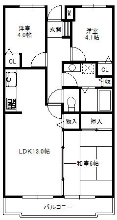 Floor plan. 3LDK, Price 16,900,000 yen, Occupied area 65.43 sq m , Balcony area 8.4 sq m