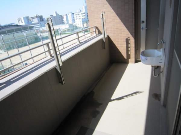 Balcony. There is a slop sink