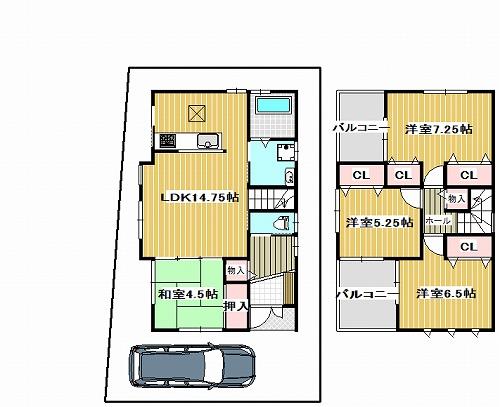Floor plan. 33,800,000 yen, 4LDK, Land area 88.19 sq m , Building area 89.14 sq m floor plan