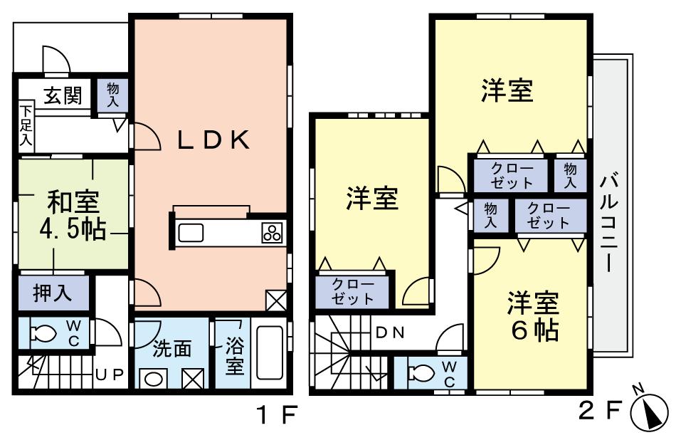 Floor plan. (Building 2), Price 23.8 million yen, 4LDK, Land area 104.03 sq m , Building area 97.2 sq m