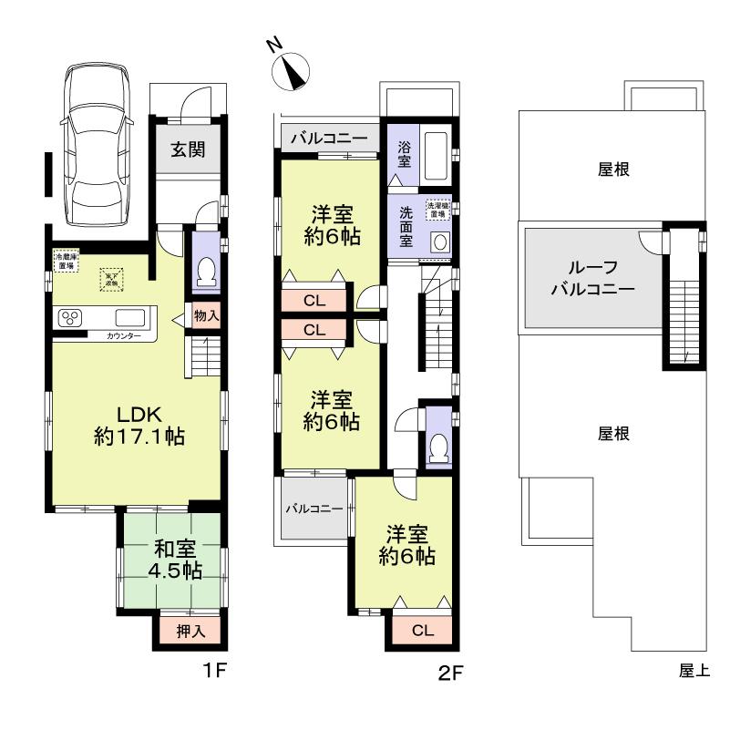 Floor plan. 32,900,000 yen, 4LDK, Land area 88.28 sq m , Building area 106.37 sq m