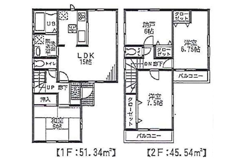 Floor plan. 34,800,000 yen, 4LDK, Land area 110.43 sq m , Building area 99.36 sq m ● 2 No. place 35,800,000 yen
