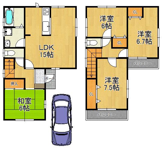 Floor plan. 35,800,000 yen, 4LDK, Land area 87.59 sq m , Life will be able to enjoy on the building area 96.88 sq m notch.