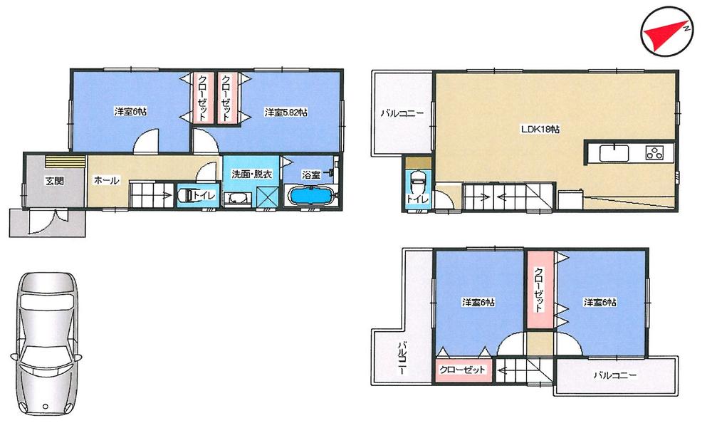 Floor plan. (No. 7 locations), Price 29,800,000 yen, 4LDK, Land area 89.59 sq m , Building area 101.01 sq m