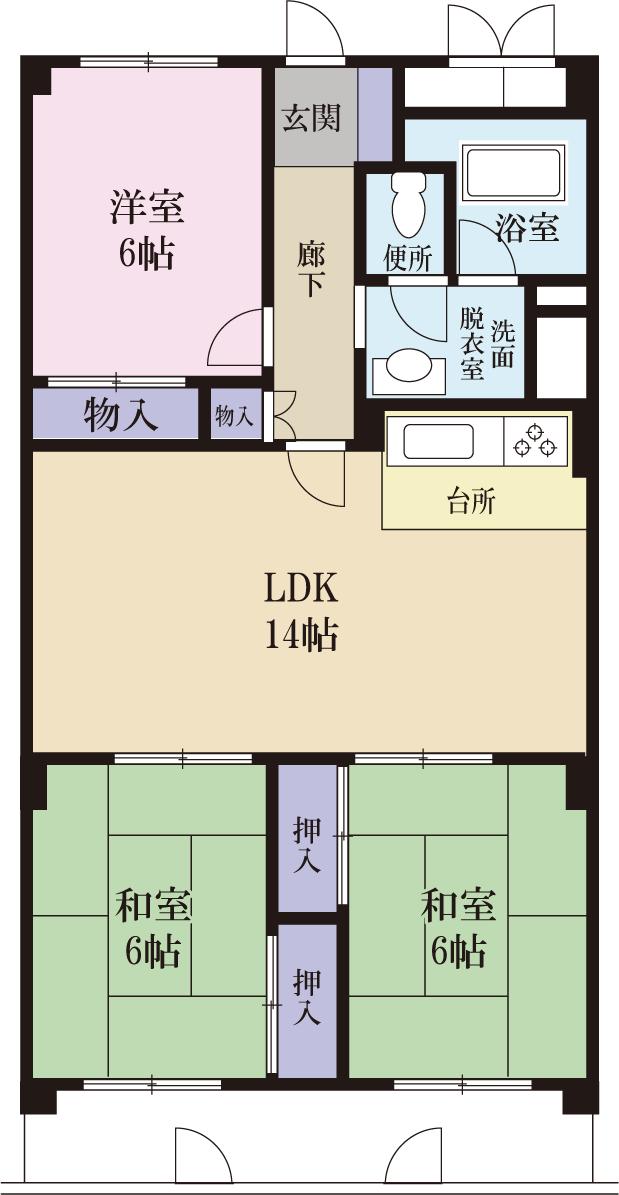 Floor plan. 3LDK, Price 9.8 million yen, Occupied area 73.08 sq m , Balcony area 8 sq m