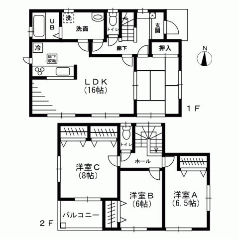 Floor plan. 30,800,000 yen, 4LDK, Land area 102.59 sq m , Building area 104.33 sq m