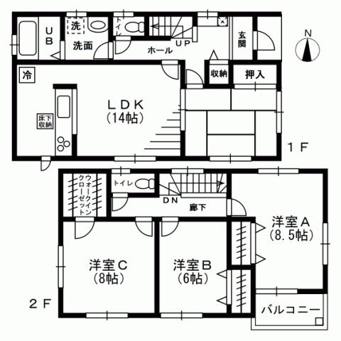 Floor plan. (8 Building) price 30,800,000 yen, 4LDK, Land area 132.19m2, Building area 104.33m2