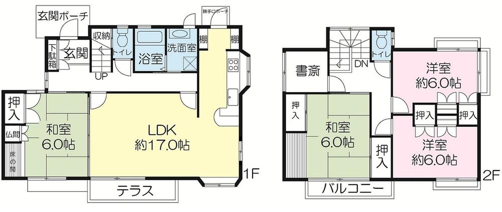 Floor plan. 21,800,000 yen, 4LDK + S (storeroom), Land area 206.65 sq m , Building area 129.04 sq m
