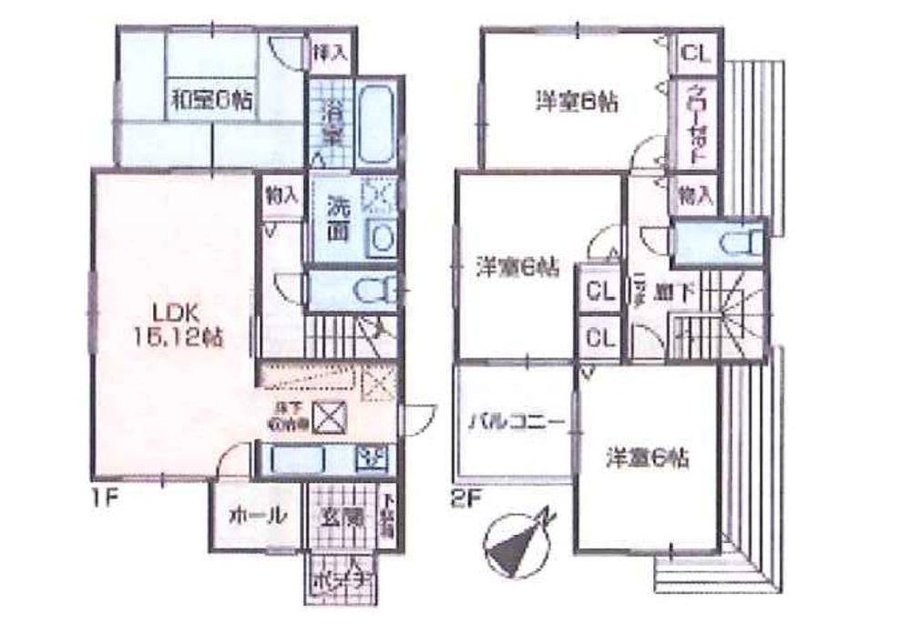 Floor plan. 31,800,000 yen, 4LDK, Land area 130.59 sq m , It is a building area of ​​94.66 sq m 1 No. place 34,800,000 yen.