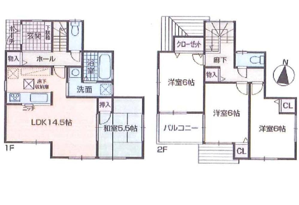 Floor plan. 31,800,000 yen, 4LDK, Land area 130.59 sq m , It is a building area of ​​94.66 sq m 6 No. place 35,800,000 yen.