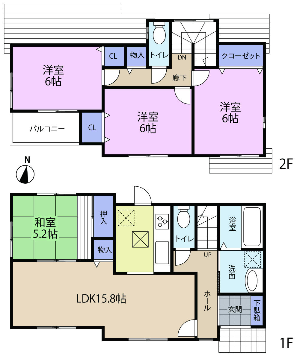 Floor plan. (Building 2), Price 31,800,000 yen, 4LDK, Land area 130.59 sq m , Building area 94.56 sq m