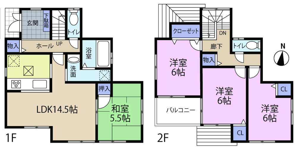 Floor plan. (6 Building), Price 35,800,000 yen, 4LDK, Land area 120.21 sq m , Building area 92.34 sq m