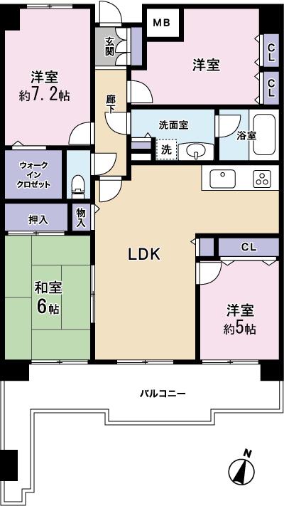 Floor plan. 4LDK, Price 19,800,000 yen, Occupied area 84.24 sq m , Balcony area 15.43 sq m