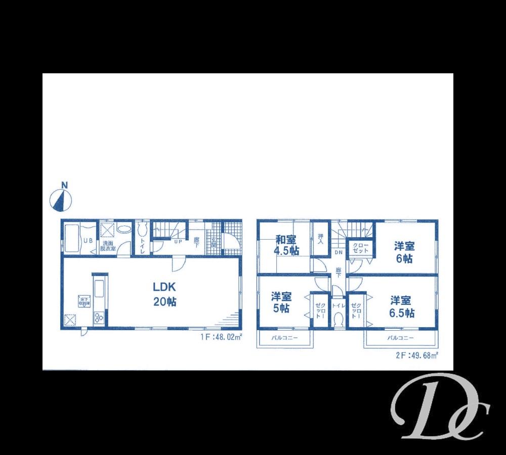 Floor plan. 21,800,000 yen, 4LDK, Land area 130.31 sq m , Building area 97.7 sq m