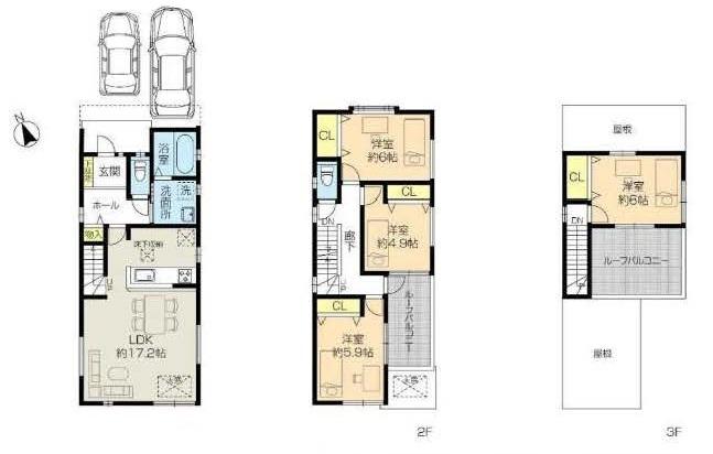 Floor plan. (No. 2 locations), Price 32,500,000 yen, 4LDK, Land area 83.41 sq m , Building area 99.55 sq m